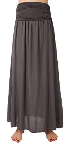 FASHION YOU WANT Damen Sommer Rock Größe 34/36 bis Größe 48/50 verfügbar Langer Maxirock Strandrock Sommerock lang Gürtel Amber Boho Retro Maxirock (40/42, dunkelgrau) von FASHION YOU WANT