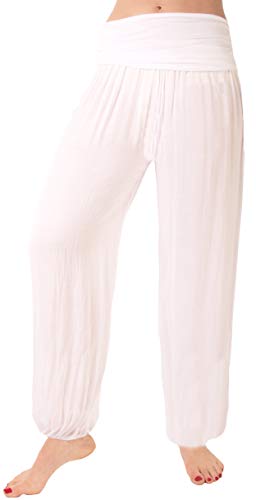 FASHION YOU WANT Damen Sommerhose Pumphose Haremshose Uni Farben (34/36, weiß) von FASHION YOU WANT