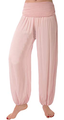 FASHION YOU WANT Damen Sommerhose Pumphose Haremshose Uni Farben (40/42, rosa) von FASHION YOU WANT