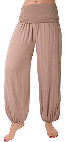 FASHION YOU WANT Damen Sommerhose Pumphose Haremshose Uni Farben (48/50, braun) von FASHION YOU WANT