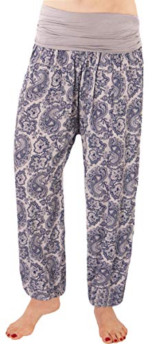 FASHION YOU WANT Damen Sommerhose Pumphose Haremshose mit kleinem Bandanamuster (36/38, hellgrau) von FASHION YOU WANT