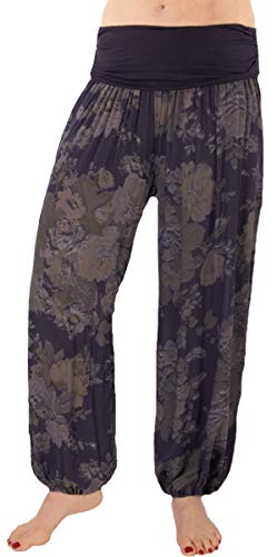 FASHION YOU WANT Damen Sommerhose Pumphose Haremshose mit kleinem Paisleymuster Größe 34/36 bis Größe 48/50 verfügbar Leichte Haremshose (36/38, Rose dunkelblau) von FASHION YOU WANT