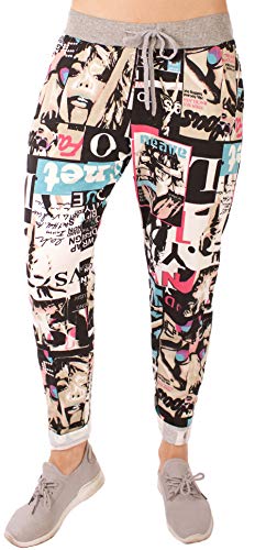 FASHION YOU WANT Damen Sweatpants Größe 34 50 Baggy Hose Boyfriend Freizeithose Sporthose All Over Roses Print Big Size bis Übergröße (J17, 40/42) von FASHION YOU WANT