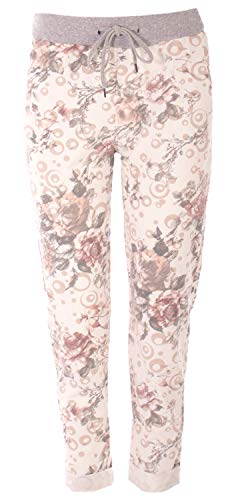 FASHION YOU WANT Damen SweatpantsGröße 34-50 Baggy Hose Boyfriend Freizeithose Sporthose All-Over Roses Print Big Size bis Übergröße (J05, 36/38) von FASHION YOU WANT