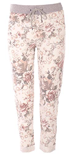 FASHION YOU WANT Damen SweatpantsGröße 34 50 Baggy Hose Boyfriend Freizeithose Sporthose All Over Roses Print Big Size bis Übergröße (J05, 40/42) von FASHION YOU WANT