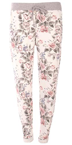 FASHION YOU WANT Damen SweatpantsGröße 34 50 Baggy Hose Boyfriend Freizeithose Sporthose All Over Roses Print Big Size bis Übergröße (J10, 40/42) von FASHION YOU WANT