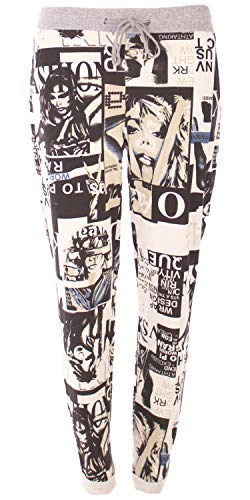 FASHION YOU WANT Damen SweatpantsGröße 34 50 Baggy Hose Boyfriend Freizeithose Sporthose All Over Roses Print Big Size bis Übergröße (J15, 40/42) von FASHION YOU WANT