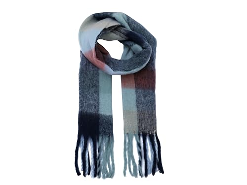 FASHION YOU WANT Damen Web Strickschal mit buntem Karo Muster und langen dicken Fransen, warmer Winter, Stola (S03) von FASHION YOU WANT