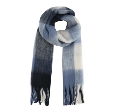 FASHION YOU WANT Damen Web Strickschal mit buntem Karo Muster und langen dicken Fransen, warmer Winter, Stola (S07) von FASHION YOU WANT