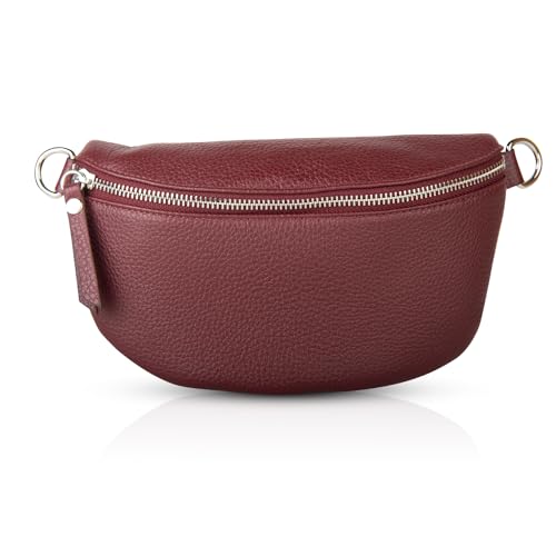 FASHION YOU WANT Damen Wildleder Leder Tasche Gürteltasche Crossbody Hüfttasche Bauchtasche Hüfttasche Umhängetasche Cross-Over Bodybag Schultertasche Handytasche Geldtasche (Bordeauxrot) von FASHION YOU WANT