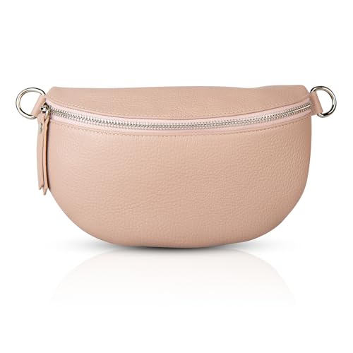 FASHION YOU WANT Damen Wildleder Leder Tasche Gürteltasche Crossbody Hüfttasche Bauchtasche Hüfttasche Umhängetasche Cross-Over Bodybag Schultertasche Handytasche Geldtasche (Hellrosa) von FASHION YOU WANT