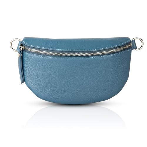 FASHION YOU WANT Damen Wildleder Leder Tasche Gürteltasche Crossbody Hüfttasche Bauchtasche Hüfttasche Umhängetasche Cross-Over Bodybag Schultertasche Handytasche Geldtasche (Jeansblau) von FASHION YOU WANT