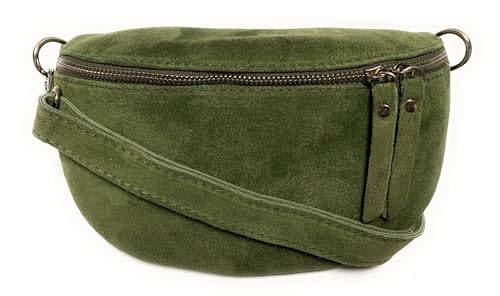 FASHION YOU WANT Damen Wildleder Leder Tasche Gürteltasche Crossbody Hüfttasche Bauchtasche Hüfttasche Umhängetasche Cross-Over Bodybag Schultertasche Handytasche Geldtasche (Khaki) von FASHION YOU WANT