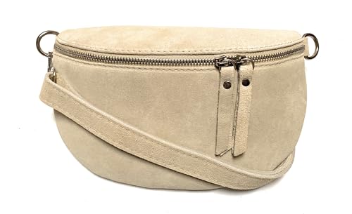 FASHION YOU WANT Damen Wildleder Leder Tasche Gürteltasche Crossbody Hüfttasche Bauchtasche Hüfttasche Umhängetasche Cross-Over Bodybag Schultertasche Handytasche Geldtasche (beige) von FASHION YOU WANT