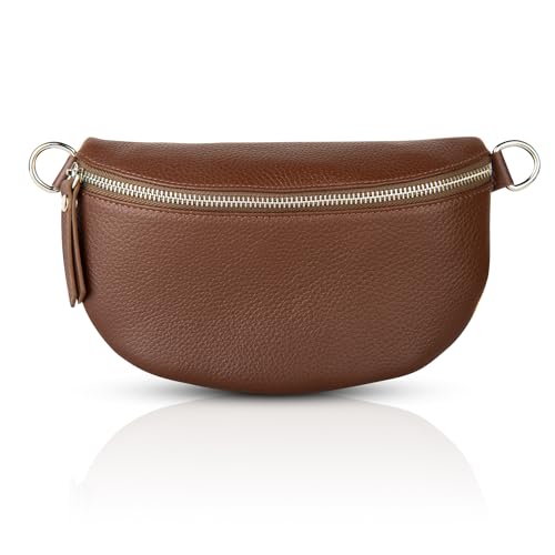 FASHION YOU WANT Damen Wildleder Leder Tasche Gürteltasche Crossbody Hüfttasche Bauchtasche Hüfttasche Umhängetasche Cross-Over Bodybag Schultertasche Handytasche Geldtasche (braun2) von FASHION YOU WANT