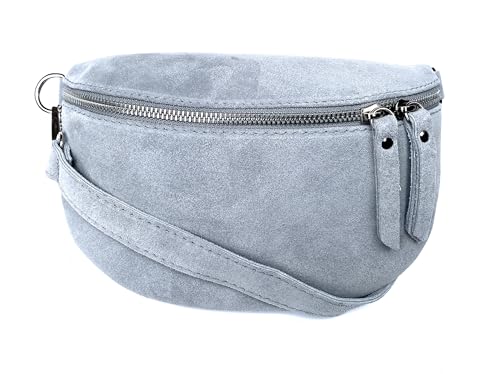 FASHION YOU WANT Damen Wildleder Leder Tasche Gürteltasche Crossbody Hüfttasche Bauchtasche Hüfttasche Umhängetasche Cross-Over Bodybag Schultertasche Handytasche Geldtasche (hellgrau) von FASHION YOU WANT