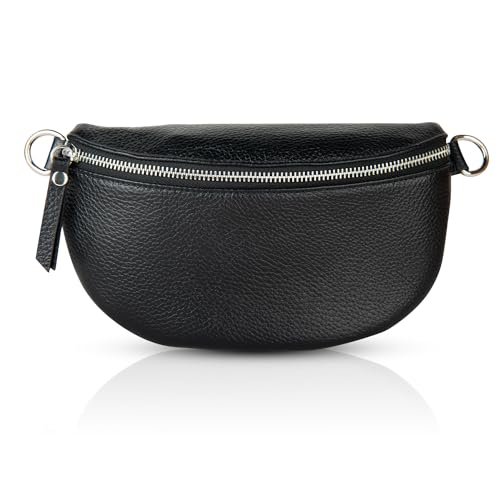 FASHION YOU WANT Damen Wildleder Leder Tasche Gürteltasche Crossbody Hüfttasche Bauchtasche Hüfttasche Umhängetasche Cross-Over Bodybag Schultertasche Handytasche Geldtasche (schwarz2) von FASHION YOU WANT