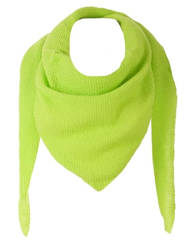 FASHION YOU WANT Damen XXL Strick Dreieck Schal mit Reiskorn Strickmuster in Unifarben, Schal, Leichtes Tuch (neon gelb) von FASHION YOU WANT