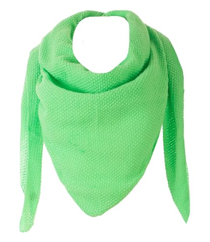 FASHION YOU WANT Damen XXL Strick Dreieck Schal mit Reiskorn Strickmuster in Unifarben, Schal, Leichtes Tuch (neon grün) von FASHION YOU WANT