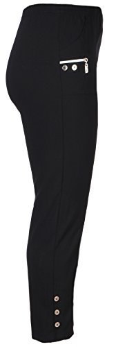 FASHION YOU WANT Damen Elegante Stretchhose mit Elasthan und Knopfapplikationen Übergröße Gr. 40/42 42/44 44/46 46/48 48/50 50/52 52/54 54/56 (42/44, schwarz) von FASHION YOU WANT