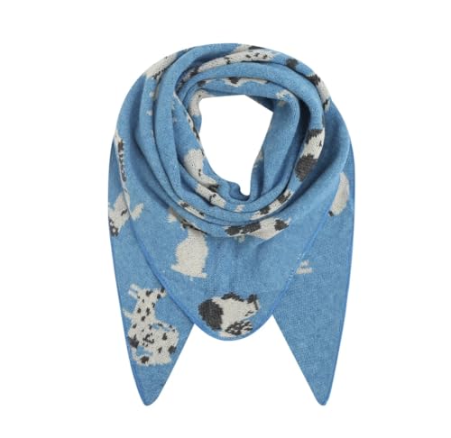 FASHION YOU WANT Dreieckstuch Stola Schal mit Viscose und Wolle - Hochwertiges Halstuch HUND - Perfekt für Herbst/Winter (hellblau) von FASHION YOU WANT