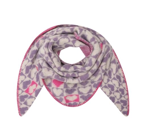 FASHION YOU WANT Dreieckstuch Stola Schal mit Viscose und Wolle - Hochwertiges Halstuch mit großem Herz-Print - Perfekt für Herbst Winter (klein lila) von FASHION YOU WANT