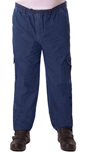 FASHION YOU WANT Herren Senioren Jeans Schlupfhose für Opas mit rundum Gummizug und Seitentaschen (56 (XXXL), Jeans blau) von FASHION YOU WANT