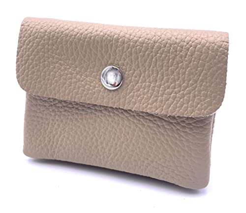 FASHION YOU WANT Leder Schlüsseletui Münzbeutel Damen, Reißverschlussfach, Kartenfach, Schlüsselmäppchen Kleingeldbörse kleines Portemonnaie aus Echtleder (Dunkelbeige) von FASHION YOU WANT