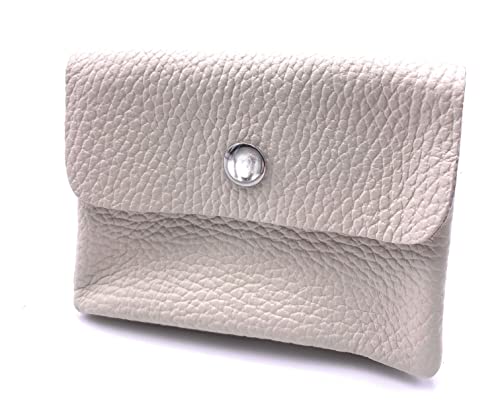 FASHION YOU WANT Leder Schlüsseletui Münzbeutel Damen, Reißverschlussfach, Kartenfach, Schlüsselmäppchen Kleingeldbörse kleines Portemonnaie aus Echtleder (Hellbeige) von FASHION YOU WANT