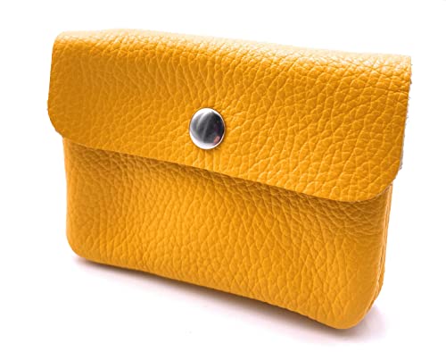 FASHION YOU WANT Leder Schlüsseletui Münzbeutel Damen, Reißverschlussfach, Kartenfach, Schlüsselmäppchen Kleingeldbörse kleines Portemonnaie aus Echtleder (Sonnengelb) von FASHION YOU WANT