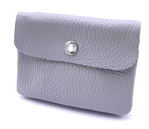 FASHION YOU WANT Leder Schlüsseletui Münzbeutel Damen, Reißverschlussfach, Kartenfach, Schlüsselmäppchen Kleingeldbörse kleines Portemonnaie aus Echtleder (grau) von FASHION YOU WANT