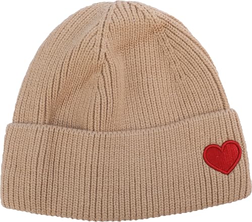 FASHION YOU WANT Strickmütze mit lächelndem Gesicht für Damen und Herren Smiley 1 (DE/NL/SE/PL, Alphanumerisch, Einheitsgröße, Herz Schlamm) von FASHION YOU WANT