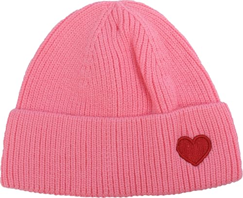 FASHION YOU WANT Strickmütze mit lächelndem Gesicht für Damen und Herren Smiley 1 (DE/NL/SE/PL, Alphanumerisch, Einheitsgröße, Herz candypink) von FASHION YOU WANT