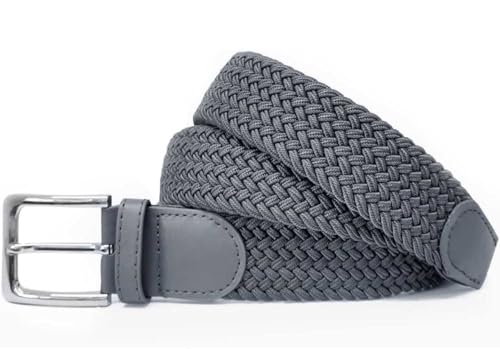 FASHION YOU WANT Unisex Elastischer Stoffgürtel Geflochtener Stretchgürtel Dehnbarer Gürtel für Damen und Herren (grau, 115cm) von FASHION YOU WANT