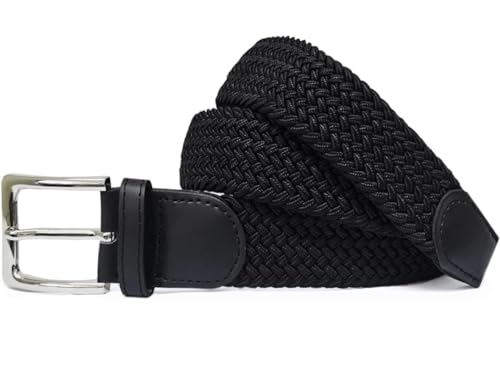 FASHION YOU WANT Unisex Elastischer Stoffgürtel Geflochtener Stretchgürtel Dehnbarer Gürtel für Damen und Herren (schwarz, 100cm) von FASHION YOU WANT