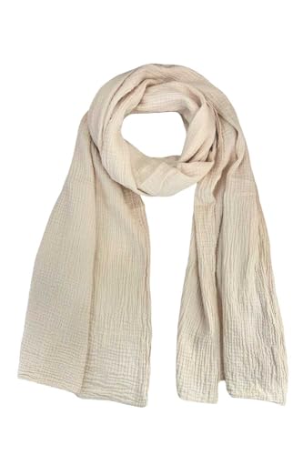 FASHION YOU WANT Weichster Musselin Tuch Damen LANGER SCHAL Musselin Schal, Muslin Nursing Scarf 64 x 210 cm, Musselintücher, Tuch Damen, Musselin Halstuch, Halstuch Damen (Beige) von FASHION YOU WANT