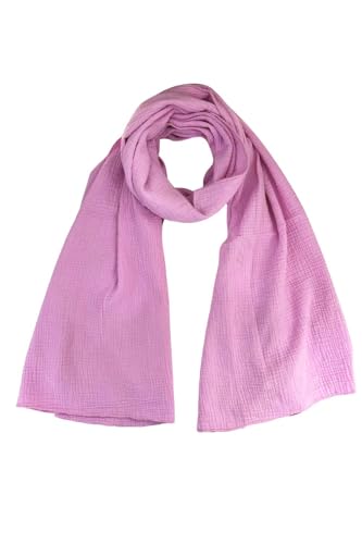 FASHION YOU WANT Weichster Musselin Tuch Damen Langer Schal, Muslin Nursing Scarf 64 x 210 cm, Musselintücher, Halstuch Damen (Knallrosa) von FASHION YOU WANT