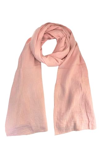 FASHION YOU WANT Weichster Musselin Tuch Damen Langer Schal, Muslin Nursing Scarf 64 x 210 cm, Musselintücher, Halstuch (Rosa) von FASHION YOU WANT