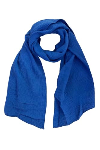 FASHION YOU WANT Weichster Musselin Tuch Damen Langer Schal, Muslin Nursing Scarf 64 x 210 cm, Halstuch, Musselintücher (Royalblau) von FASHION YOU WANT