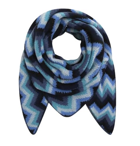 FASHION YOU WANT XXL Schal flauschig schal-tuch damen dicker dreieckstuch groß Wolle Azteken BUNT Farben kuschelig (jeansblau) von FASHION YOU WANT