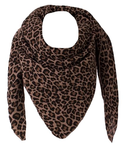 FASHION YOU WANT XXL Tuch LEO Farben Farbwahl Halstuch Musselintuch Musselin Leopard Muster Damen Damenhalstuch Dreieckstuch Schal Frauen leicht (doppellagig) (Leo klein braun) von FASHION YOU WANT