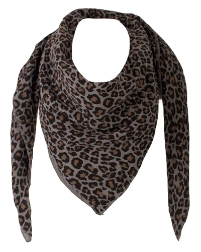 FASHION YOU WANT XXL Tuch LEO Farben Farbwahl Halstuch Musselintuch Musselin Leopard Muster Damen Damenhalstuch Dreieckstuch Schal Frauen leicht (doppellagig) (Leo klein grau) von FASHION YOU WANT