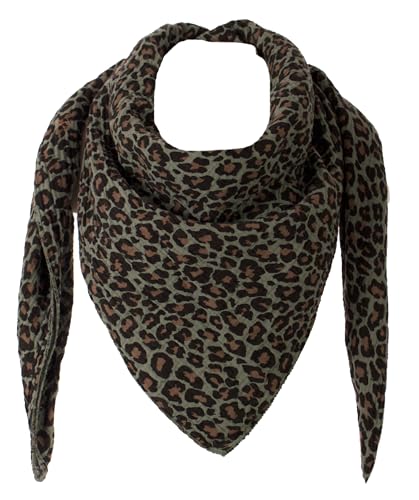 FASHION YOU WANT XXL Tuch LEO Farben Farbwahl Halstuch Musselintuch Musselin Leopard Muster Damen Damenhalstuch Dreieckstuch Schal Frauen leicht (doppellagig) (Leo klein grün) von FASHION YOU WANT