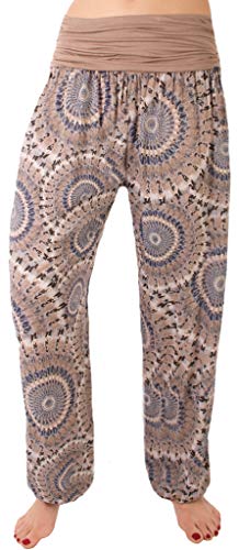 Fashion You Want Damen Pumphose Größe 34/36 bis Größe 48/50 verfügbar Sommerhose Haremshose mit Sternen Leichte Haremshose (44/46, Mandala Schlamm) von FASHION YOU WANT