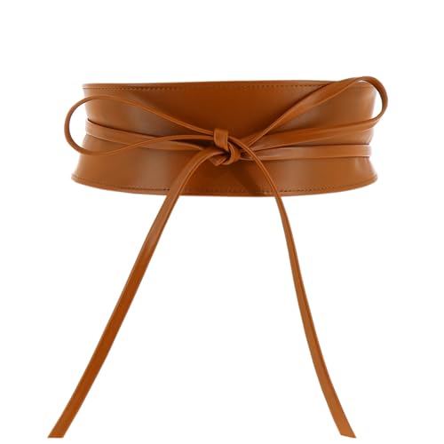 FASHIONGEN - Echtem Rindsleder Vollnarbenleder Obi Gürtel für Damen, Bindgürtel, CASSIANE - Kamel, S-M von FASHIONGEN