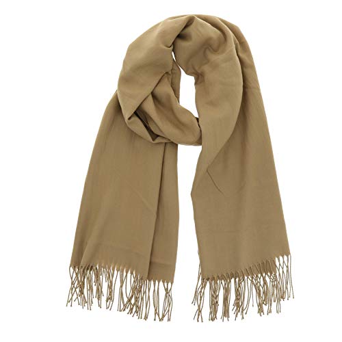 FASHIONGEN - Damen und Herrren, Pashmina-Schal aus Wolle, BACHRA - Taupe von FASHIONGEN