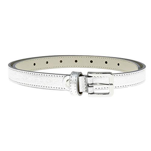 FASHIONGEN - Damengürtel aus echtem italienischem Leder, 2 cm Breite, LINDA - Silber, 95 von FASHIONGEN