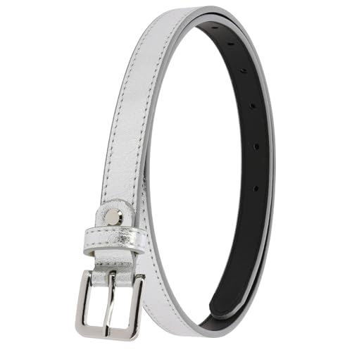 FASHIONGEN - Damengürtel aus echtem italienischem Leder, 2 cm Breite, LINDA - Silber, 95 von FASHIONGEN