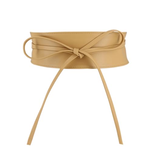 FASHIONGEN - Echtem Rindsleder Vollnarbenleder Obi Gürtel für Damen, Bindgürtel, CASSIANE - Beige, 2XL von FASHIONGEN