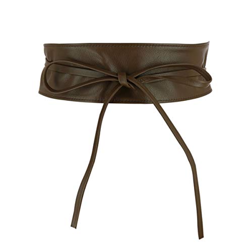 FASHIONGEN - Echtem Rindsleder Vollnarbenleder Obi Gürtel für Damen, Bindgürtel, CASSIANE - Braun, 3XL von FASHIONGEN